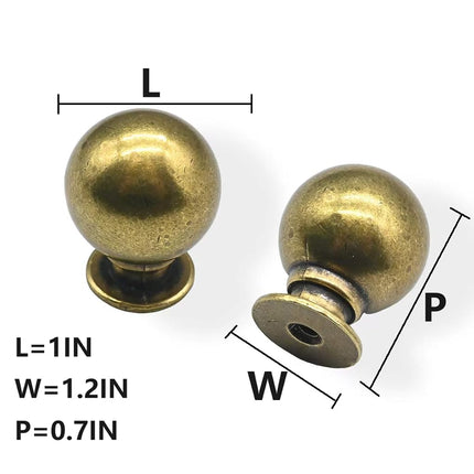 CABDM 10 Pack Burnished Brass Cabinet Knobs - Single Hole Center 1-1/4 Inch Zinc Vintage Antique Kitchen Cabinet Pull Hardware for Drawer, Kitchen