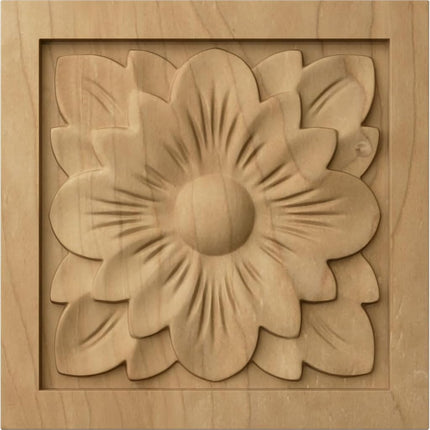 Ekena Millwork ROS03X03DGMA Medium Dogwood Flower Rosette, 3 1/2-Inch x 3 1/2-Inch x 3/4-Inch, Maple