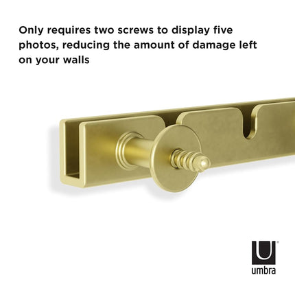 Umbra Exhibit Picture Frame Set, Adjustable Wall Mount, Set of 5, Brass
