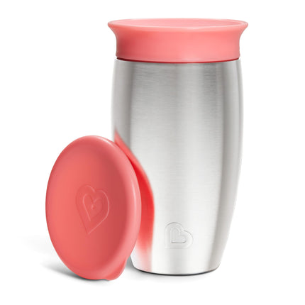 Munchkin® Miracle® Stainless Steel 360 Toddler Sippy Cup, 10 Ounce, Pink