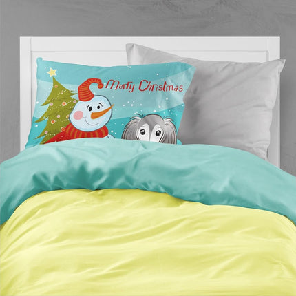 Caroline's Treasures BB1849PILLOWCASE Snowman with Saluki Fabric Standard Pillowcase, Large, Multicolor