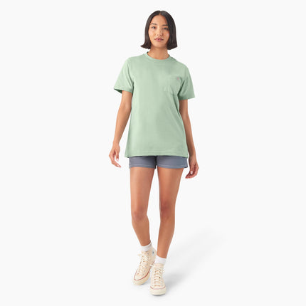 Camiseta de manga corta con bolsillo, gruesa, talla grande, para mujer Dickies, color verde iceberg, talla pequeña