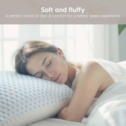 Nestl Cooling Pillow, Shredded Memory Foam Pillows Queen Size Set of 2, Gel Infused Cool Pillow, Adjustable Cooling Pillows for Sleeping, Breathable Queen Pillows, Washable Removable Bed Pillow Cover