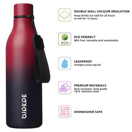 BJPKPK 25oz Insulated Water Bottle, Stainless Steel Bottle with Carry Strap