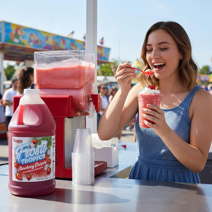 Snappy Frosti Tropics Strawberry Daiquiri Slushie Mix, Slushie Syrups for Machine, Granita Slushy Syrup, Drink Mixers for Cocktails, Slushy Drink Mixes for Alcohol, 1/2 Gallon