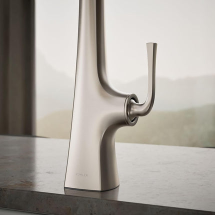 Kohler 22060-VS Graze Commercial, 3 Function Tall Semi-pro Kitchen Sink Faucet with Pull Down Sprayer, Vibrant Stainless