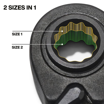 Klein Tools 68214 4-in-1 Ratcheting Wrench, Box Wrench, SAE Hex Sizes 1/4, 5/16, 3/8, and 7/16-Inch, 90-Tooth Ratchet, Pass-Through Design