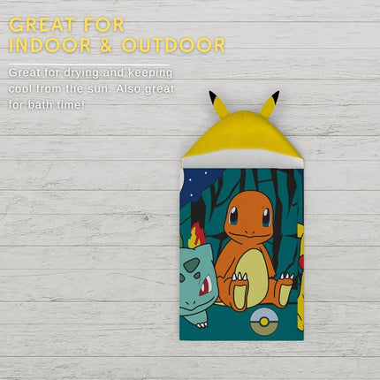Serviette à capuche Pokemon en tissu éponge de coton super doux pour le bain, la piscine et la plage, 24 po x 50 po, (produit sous licence officielle) par Franco