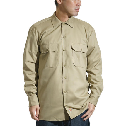 Dickies Men's Big-Tall Long-Sleeve Work Shirt - Beige -