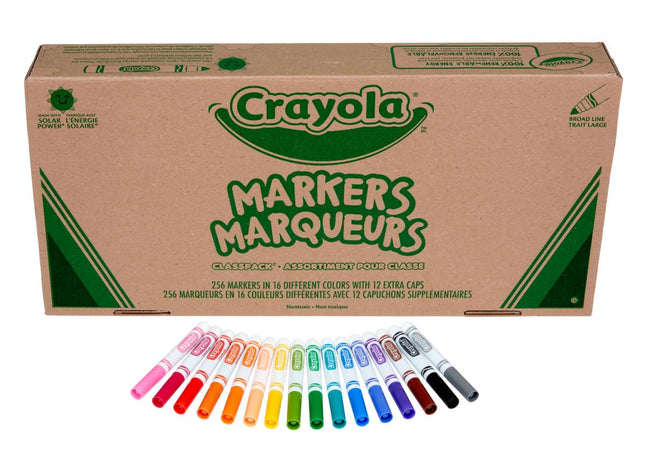 CRAYOLA Broad Line Markers, Bulk School Supplies For Teachers, Kids Markers For School, 256 Count