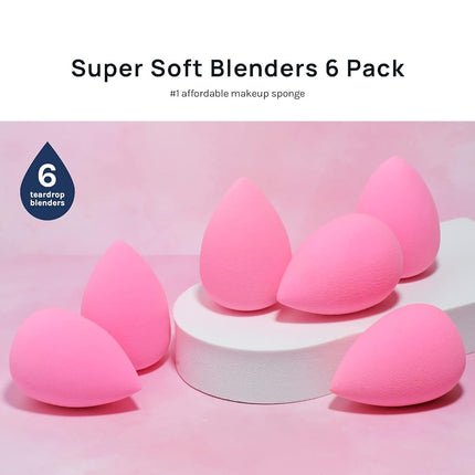 AOA Studio Collection MiNi Makeup Sponge Set Makeup Blender Latex Free and High-definition Set of 6 Makeup Blender For Powder Cream and Liquid, Super Soft Wonder Blender Beauty Cosmetic 3 Tear Drop + 3 Beveled Shape (Pink)…