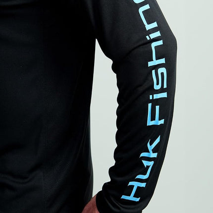 HUK Men's Pursuit Vented Long Sleeve, 30 UPF Fishing Shirt, Black, X-Large