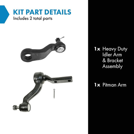 Front Steering Idler Pitman Arm Kit Set Pair 2pc for Chevy GMC Pickup Truck SUV