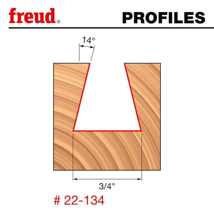 Freud 22-134 3/4-Inch Diameter 14-Degree Dovetail Router Bit with 1/2-Inch Shank