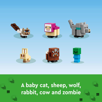 LEGO Minecraft El Santuario de Animales, Juguete de Construcción para Niñas y Niños de 7 Años en Adelante, Regalo para Jugadores y Niños, Modelo de Ladrillos del Bioma de las Llanuras con Populares Figuras de Minecraft, 21253