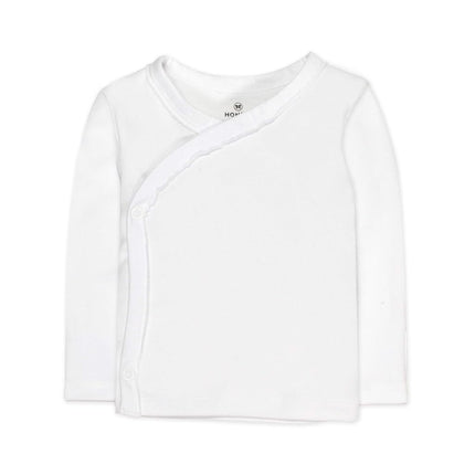 HonestBaby Baby 3-Pack Organic Cotton Long Sleeve Side-snap Kimono Tops, Bright White, 6-9 Months