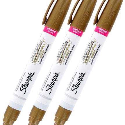 Rotulador de pintura al óleo SHARPIE, punta mediana, 3 unidades (dorado metálico)