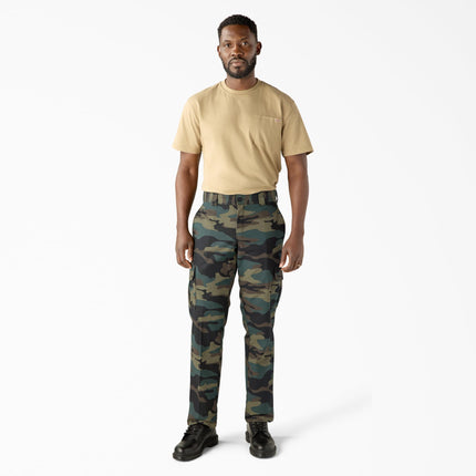 Pantalón cargo de sarga elástica recta regular para hombre Dickies, camuflaje verde cazador, 34 32, camuflaje verde cazador, 34W x 32L