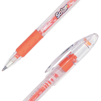 Pentel Solar Pop Neon Gel Pen, (0.6mm) Medium Line, Orange Ink - K96-F
