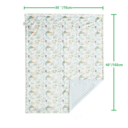 CREVENT 2Pcs 30''X40'' Cute Cozy Fluffy Warm Baby Blankets for Infants Toddlers' Bedding Crib Cot Stroller - Grey Cloud + Minky Dinosaur
