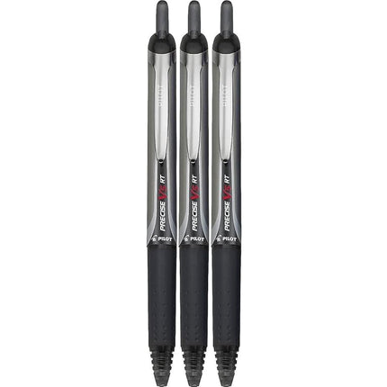 PILOT Precise V5 RT Refillable & Retractable Liquid Ink Rolling Ball Pens, Extra Fine Point (0.5mm) Black Ink, 3-Pack (26052)