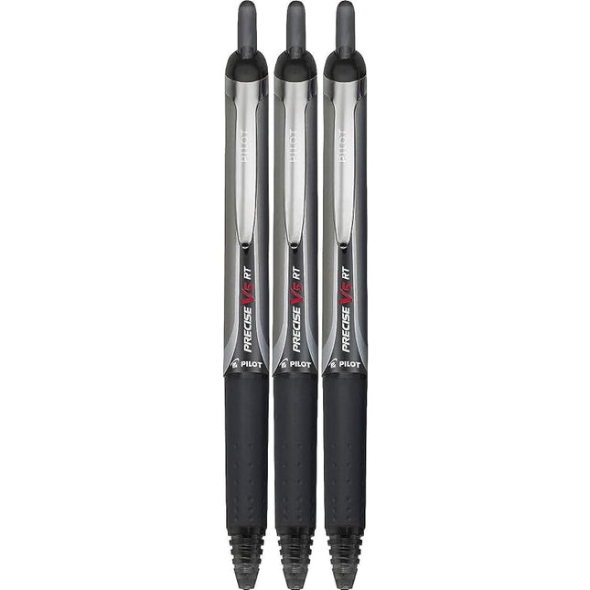 PILOT Precise V5 RT Refillable & Retractable Liquid Ink Rolling Ball Pens, Extra Fine Point (0.5mm) Black Ink, 3-Pack (26052)
