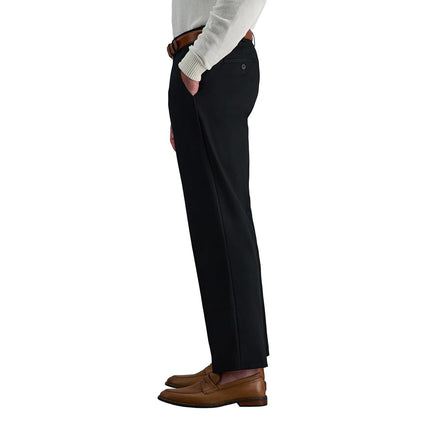 Haggar Men's Premium No Iron Khaki Straight Fit & Slim Fit Flat Front Casual Pant, Black, 34W x 32L