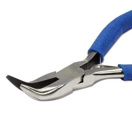 The Beadsmith Color-ID Bent Chain Nose Plier – 5 inches (127mm) – Blue Comfort Grip Handle – Polished Steel Head and Double-Leaf Spring - Tool for Jewelry Making