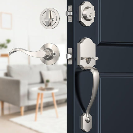Brightify Satin Nickel Front Door Handle, Satin Ni