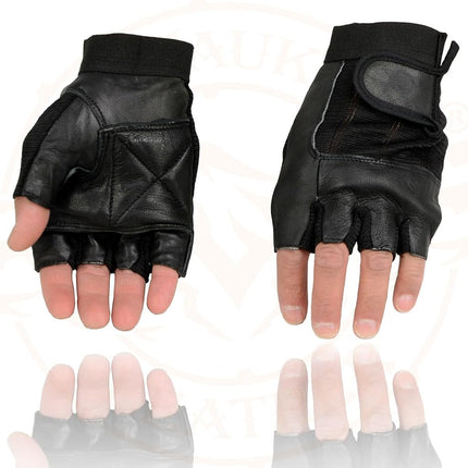 Shaf International Men's Fingerless Gloves (Black, XX-Large) (Spandex And Leather G)