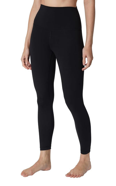 Yogalicious High Waist Squat Proof Soft Printed Leggings for Women, Black V-Back, S