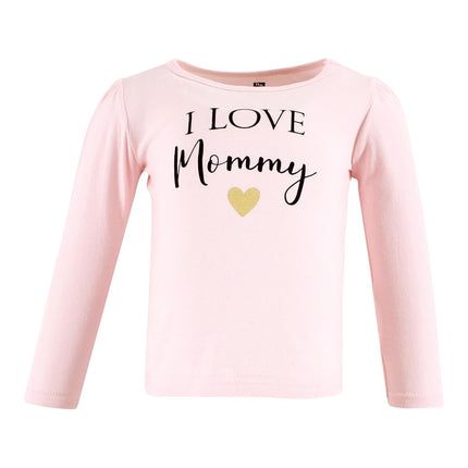 Camisetas de manga larga Hudson Baby para bebé niña, Girl Mommy, 12-18 meses