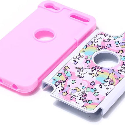 Étui Case Town compatible avec iPod Touch 5e, 6e, 7e génération, motif licorne arc-en-ciel, antichoc avec strass incrustés et cristal, étui hybride en silicone blindé pour Apple iPod Touch 5e et 6e