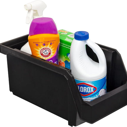 ReadySpace Plastic Containers Storage Bins for Closet, Kitchen, Office, or Pantry Organization, Large, 6-Pack, Black