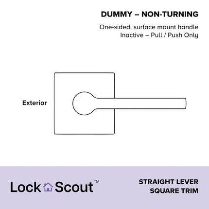 Lock Scout Straight Lever with Square Trim Dummy Door Handle, Satin Nickel Finish, 4 Pack