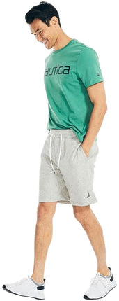 Nautica Mens Soft Cotton Fleece Jogger Gym Active Sweat Shorts, Gris Ahumado., Grande