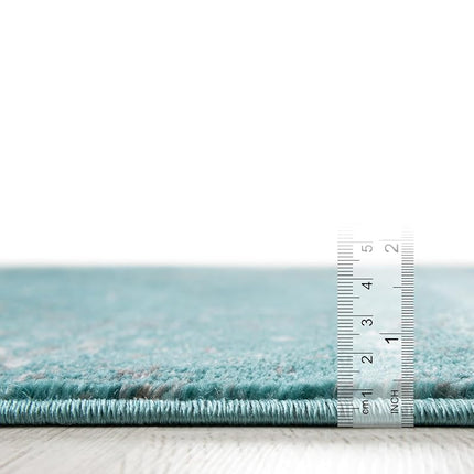 Unique Loom 3137808 Sofia Collection 2 Feet (2' x 13') Runner Traditional Oriental Distressed Vintage Area Rug, 2.5 x 13, Turquoise