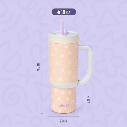 Ello Oasis 18oz Stainless Steel Tumbler - Orange Daisies