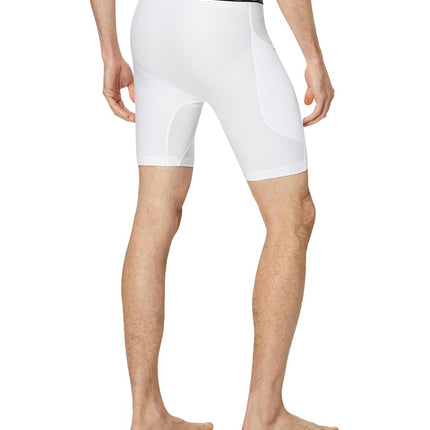 Under Armour Men's Standard HeatGear Compression Shorts, White (100)/Black, Large Tall
