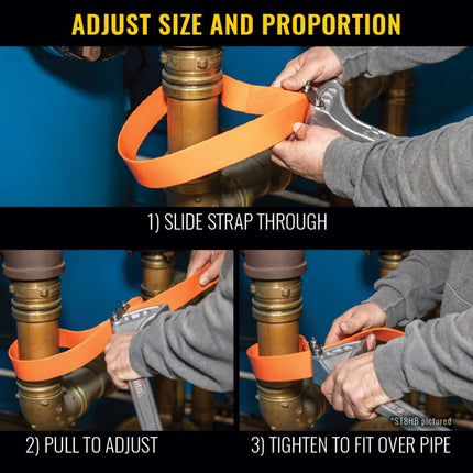 KLEIN TOOLS S18HB Strap Wrench, Adjustable Grip-It Strap Wrench Adjusts 3 to 10-Inch, 18-Inch Handle