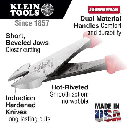 Klein Tools 80086 Journeyman Plier Kit, High Leverage Side Cutting, Diagonal, Long Nose Pliers to Strip, Cut and Crimp Wire, 6-Piece