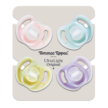 Tommee Tippee Ultra-Light Soothers, 6-18m, 4 Pack, Lightweight Dummy, Symmetrical Teat, BPA-Free Silicone, Orthodontic Design