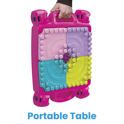 MEGA BLOKS Build 'N Learn Table, Portable, Folding Table Building Set, Building Toys for Toddlers, Ages 1+, Pink, FFG22 - Amazon Exclusive