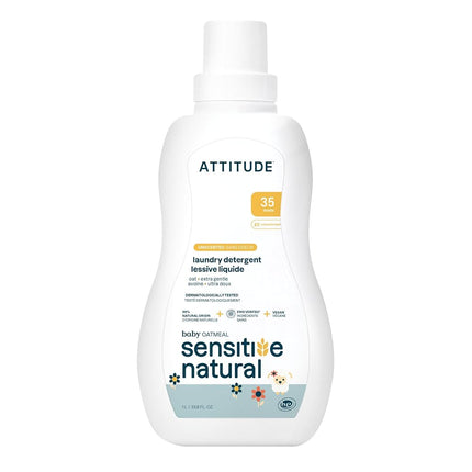 ATTITUDE Sensitive Skin, Hypoallergenic Baby Laundry Detergent, Fragrance Free, 33.8 Fluid Ounce, 35 Loads