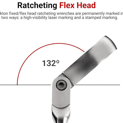 TEKTON 22 mm Long Fixed/Flex Head 12-Point Ratcheting Box End Wrench | WRB35422