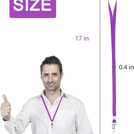 Bulk Lanyards Lanyards for ID Badges,Lanyards with Swivel Hook Clips for Name Tag Lanyard ID Holder (Purple, 100 packs)