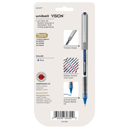 uni-ball Vision Rollerball Pens, Fine Point (0.7mm), Black, 12 Count