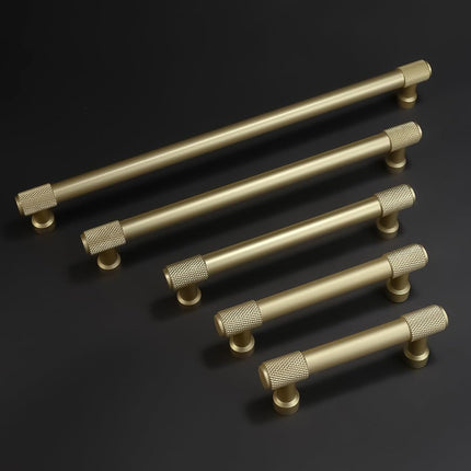 BUKOBYHE 10 Pack 3Inch(76mm) Brushed Gold Kitchen Cabinet Handles Knurled Cabinet Pulls Gold Drawer Pulls Kitchen Hardware