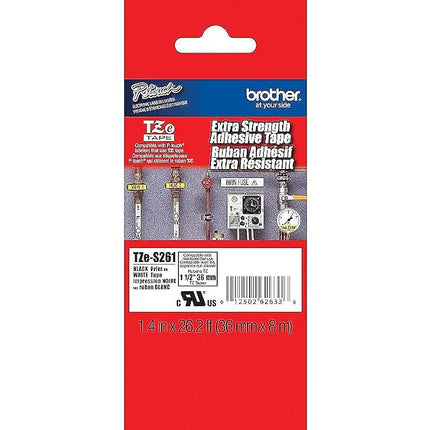 Brother Laminated Extra-Strength Black on White 1 1/2 Inch Tape in Retail Packaging (TZeS261)
