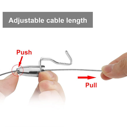 Mocking Bird Sturdy Picture Rail Hanging System, 66 lb (30 kg) Max Load Capacity, Adjustable Wire Hooks Kit, 3ft (1 m) Length Cable with Loop, Frames Display kit (14 Pack), Silver, WJPJ-0003-T14